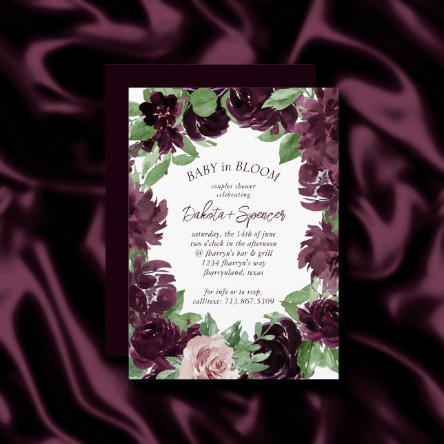 Moody Passions | Dramatischer Lila Wein Rose Kranz Einladung (Von Creator hochgeladen)