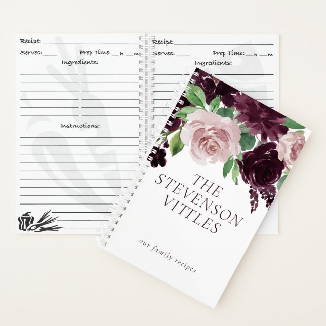 Moody Passions | Dramatischer Lila Wein Rose Rezep Notizbuch (Innen)