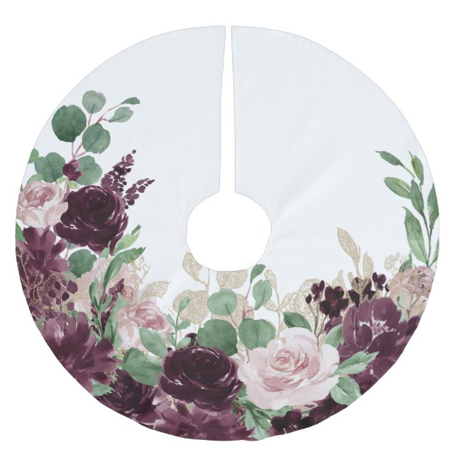 Moody Passions | Dramatisches Muster für Lila Rose Polyester Weihnachtsbaumdecke (Vorderseite)