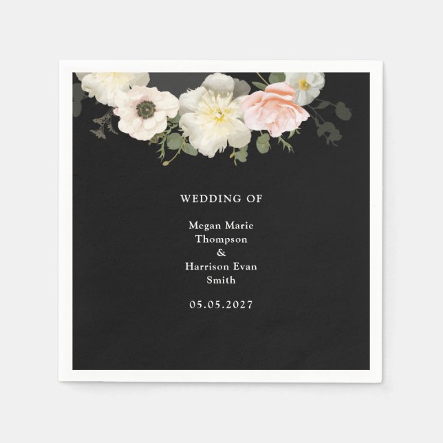 Moody Peonies and Anemones blooming Wedding Serviette (Vorderseite)