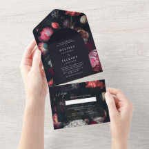 Moody Peony Floral Mariage Arch Invitation