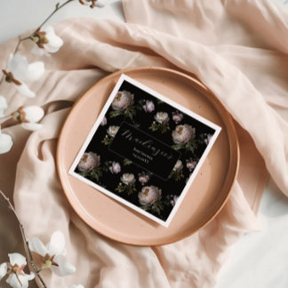 Moody Peony Flowers Baby Shower Serviette