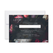 Moody Peony, Mariage peint noir carte RSVP