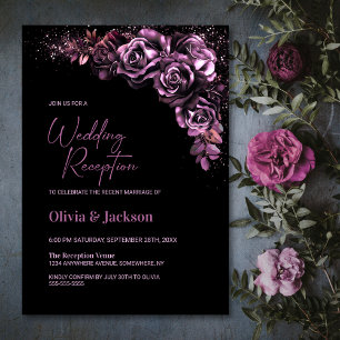 Moody Pink Floral Hochzeitsempfang Einladung