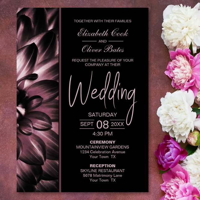 Moody Pink Floral Wedding Einladung (Von Creator hochgeladen)