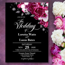 Moody Pink Rose Floral Black Wedding
