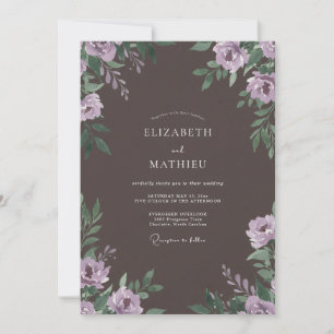 Moody Plum Gemalte Blatt Hochzeit Einladung