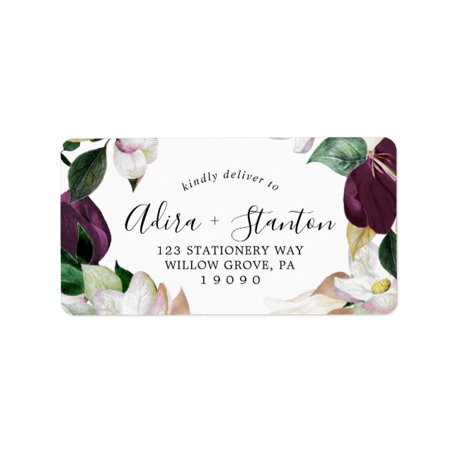 Moody Purple Blooms Mariage RSVP Étiquettes de adr (Devant)