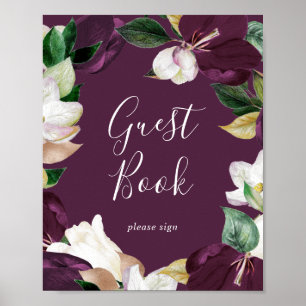 Moody Purple Blooms   Pflaumen-Gästebuch-Unterschr Poster