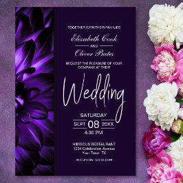 Moody Purple Floral Faire-part de mariage