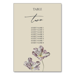 Moody Purple Tulips Mariage Numéro de table