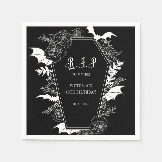 Moody RIP 30s Gothic 40th Birthday Serviette (Vorderseite)