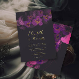 Moody-Romantische Lila Orchids Dark Floral Wedding Einladung