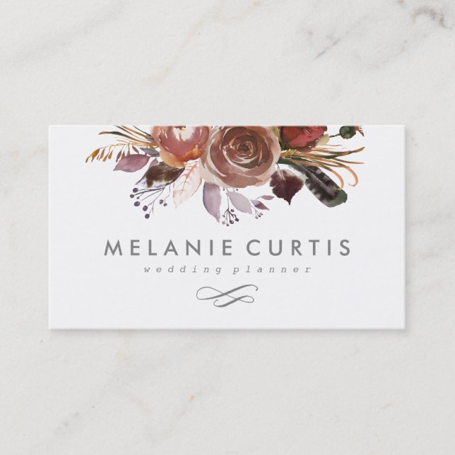 Moody Rose Floral Business Card Visitenkarte (Vorderseite)