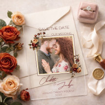 Moody Rust Rose Photo Autumn Wedding Save the Date