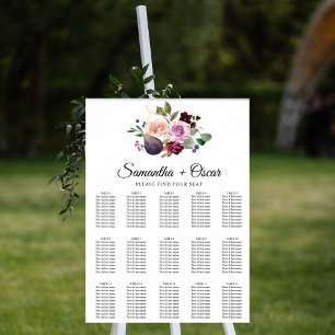 Moody & Rustic Burgunder Wasserfarben Blumen & Bee Poster