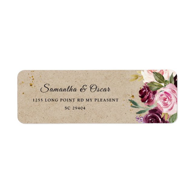 Moody & Rustic Burgundy Kraft Floral Frame & Gold (Vorne)