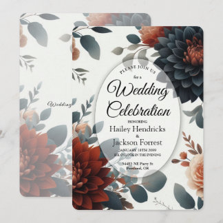 Moody Rustic Fall Florals Wedding Einladung