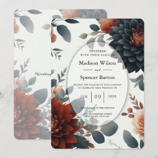 Moody Rustic Fall Florals Wedding Einladung