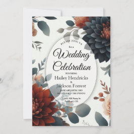 Moody Rustic Fall Florals Wedding Einladung