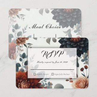 Moody Rustic Fall Florals Wedding RSVP Karte