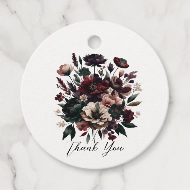 Moody Rustic Garden Florals Bohemisch Wedding Geschenkanhänger (Vorderseite)