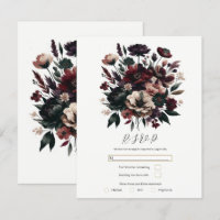 Moody Rustic Garden Florals Bohemisch Wedding RSVP