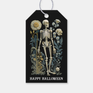 Moody Skeleton Halloween Botanisch Geschenkanhänger