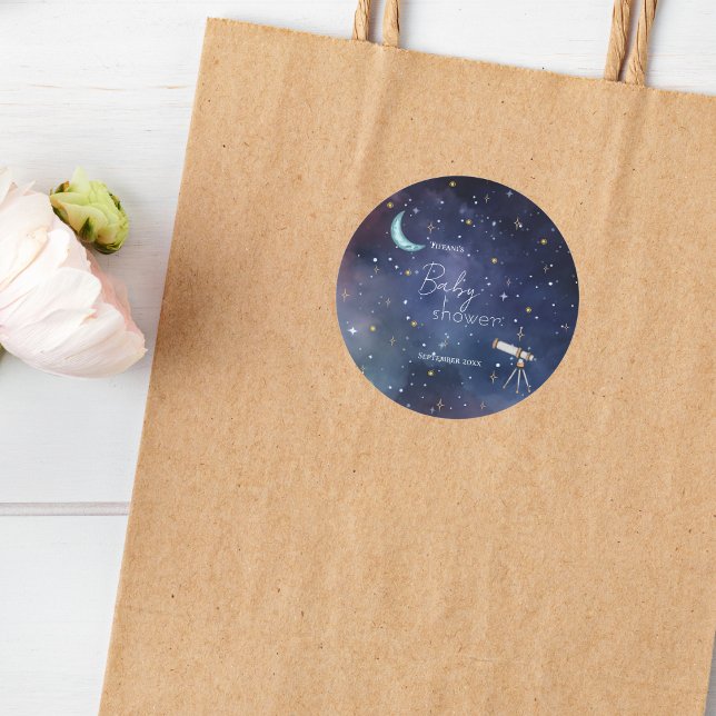 Moody & Stars Babydusche Runder Aufkleber (Von Creator hochgeladen)