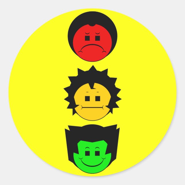 Moody Stoplight Trio Vertikale Gesichter Runder Aufkleber (Vorderseite)