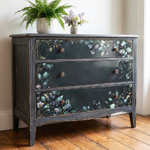 Moody Teal Botanische Bronze Reben Rahmen Seidenpapier