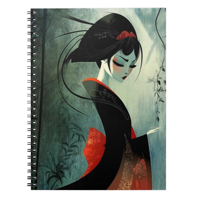 Moody Thoughful Anime Girl Notebook Notizblock (Vorderseite)