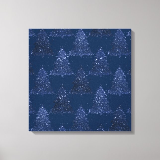 Moody Tree Pattern | Classy Navy Blue Christmas Leinwanddruck (Vorderseite)