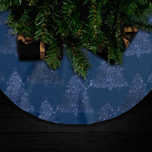 Moody Tree Pattern Classy Navy Blue Christmas Polyester Weihnachtsbaumdecke