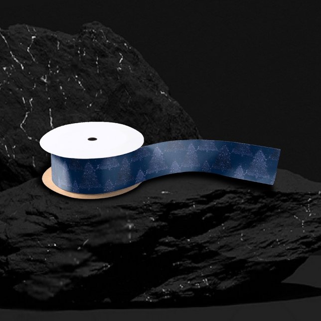 Moody Tree Pattern | Classy Navy Blue Christmas Satinband (Von Creator hochgeladen)