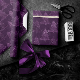 Moody Tree Pattern | Lila Weihnachtsfest in Deep P Geschenkpapier