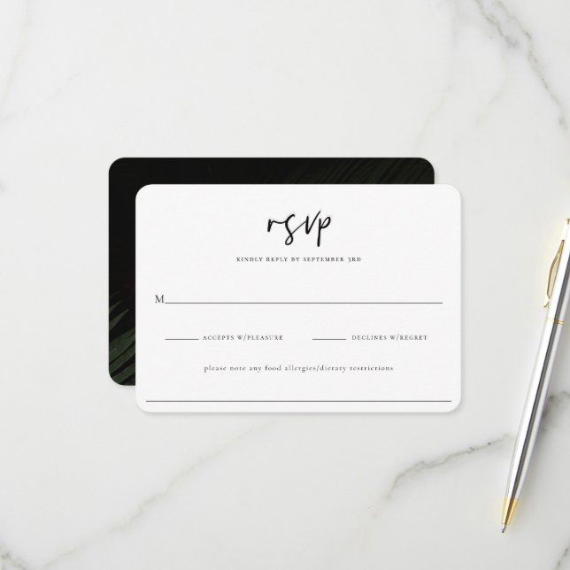 Moody Tropics Wedding Carte RSVP (Devant/Arrière en situation)