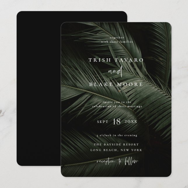 Moody Tropics Wedding Einladung (Vorne/Hinten)