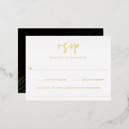 Moody Tropics Wedding RSVP Folie Einladungspostkarte