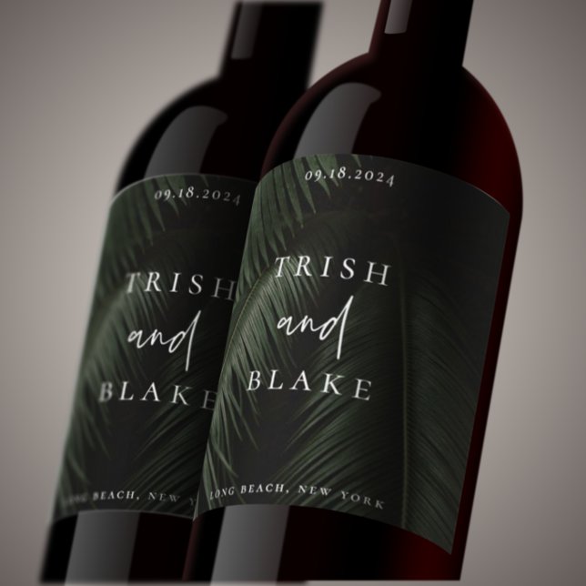 Moody Tropics Wedding Weinetikett (Von Creator hochgeladen)