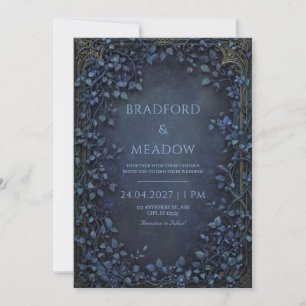 Moody Twilight Berry Antique Bronze Rahmen Hochzei Einladung