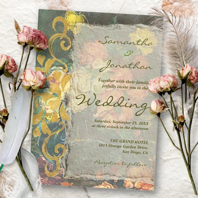 Moody Vintag Floral Rokoko Revival Wedding Einladung (Von Creator hochgeladen)