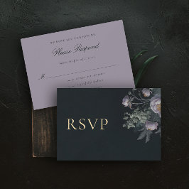 Moody Vintag Lilac Peony Floral Elegante Hochzeit RSVP Karte