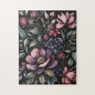 Moody Vintage Botanical Watercolor Floral Pattern