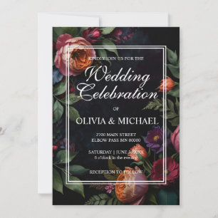 Moody vintage Élégant floral invitations de mariag