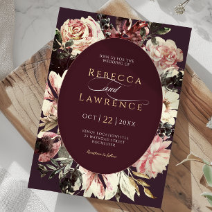Moody watercolor fleurs faire-part de mariage