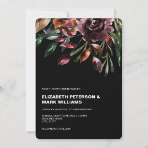 Moody Watercolor Florals Faire-part de mariage