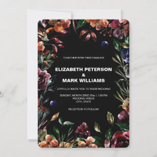 Moody Watercolor Florals Faire-part de mariage cad