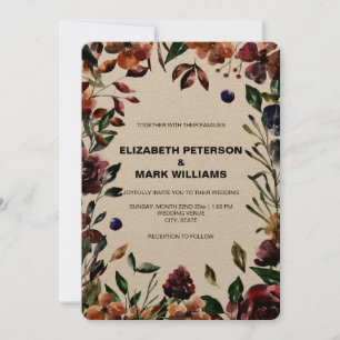 Moody Watercolor Florals Faire-part de mariage cad