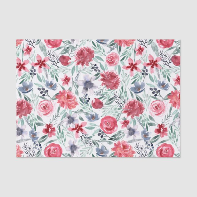 Moody Watercolor Florals Seidenpapier (Vorderseite)